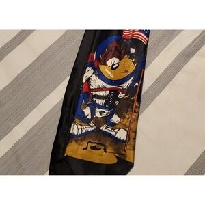 Cartoon Astronaut Necktie – Moon Landing Space Theme with American Flag